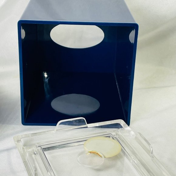 Vintage Oxford Lucite Cobalt Blue and Clear Tissue Box & Cup Holder Set - Picture 7 of 14